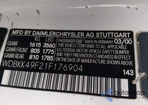 2001 Mercedes-Benz Slk 230 Kompressor z USA, uszkodzony, nr VIN WDBKK49F21F176904